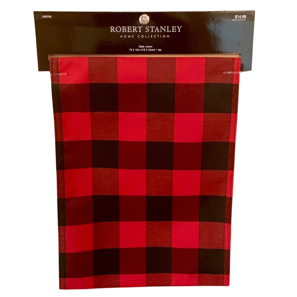 Farmhouse Christmas Red & Black Buffalo Check Table Runner by Robert Stanley